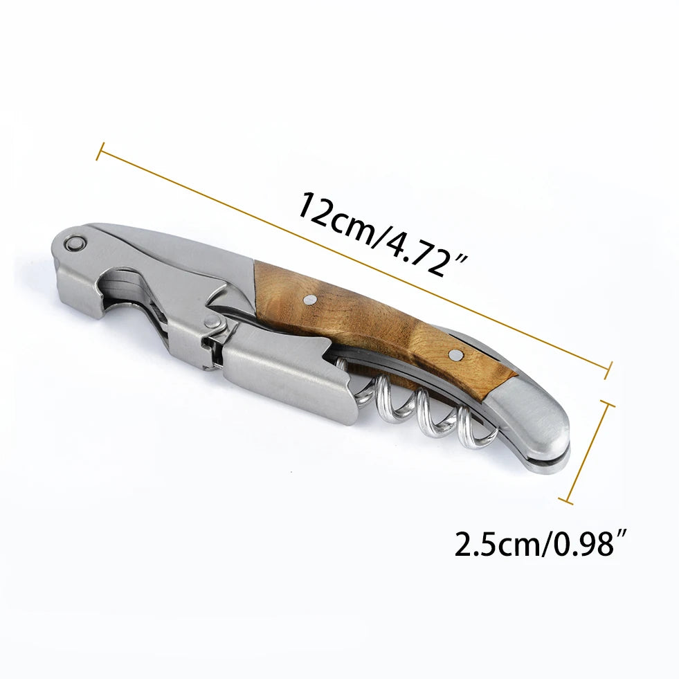 Folding Wine Corkscrew – Wood Handle Stainless Steel Opener Wine Corkscrew Opener Axl