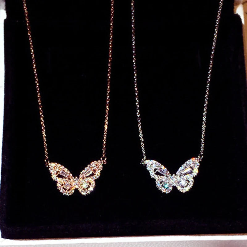Huitan Butterfly CZ Pendant Necklace – Dazzling Women's Jewelry Pendant Necklace Axl