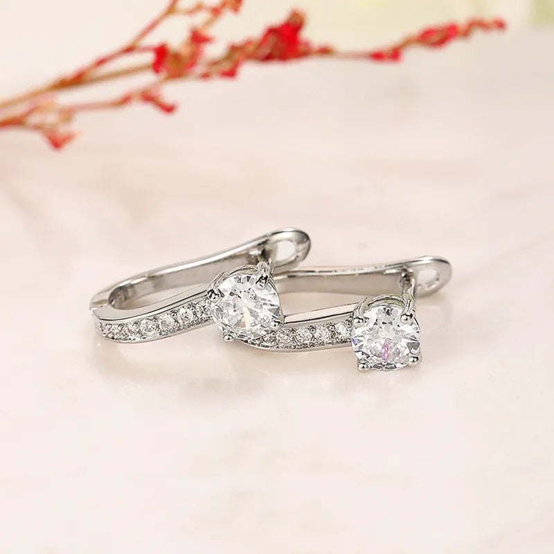 Huitan U Hoop Earrings – Cubic Zirconia Crystal for Women Hoop Earrings Axl