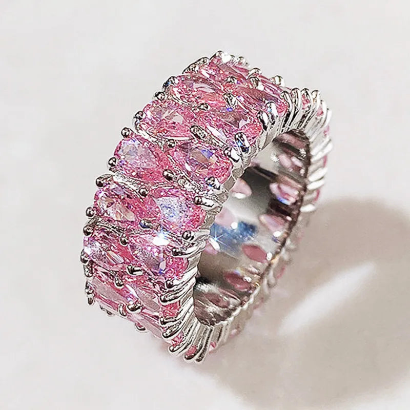 Huitan Eternity Ring Women – Colorful Cubic Zirconia Band Fashion Ring Axl F1215 9
