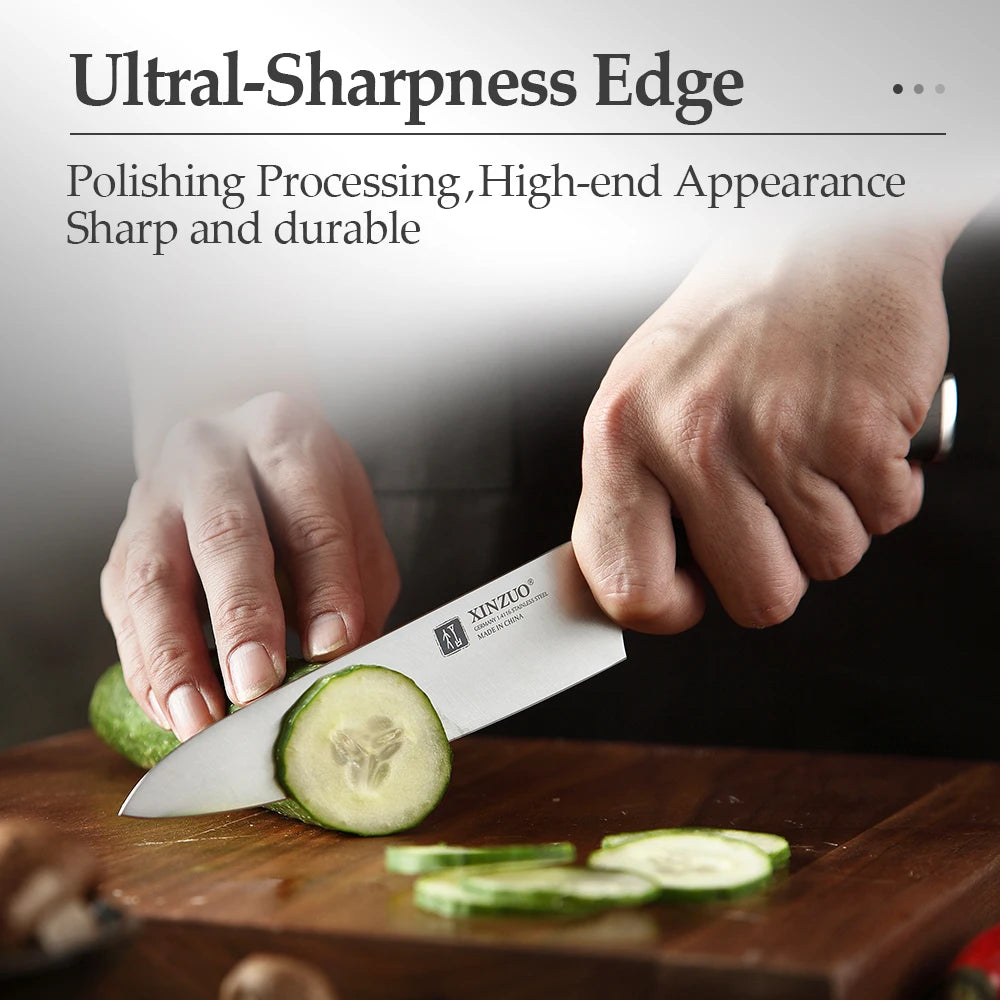 XINZUO 5-Inch Utility Knife – German 1.4116 Steel & Ebony Handle Kitchen Utility Knife Axl