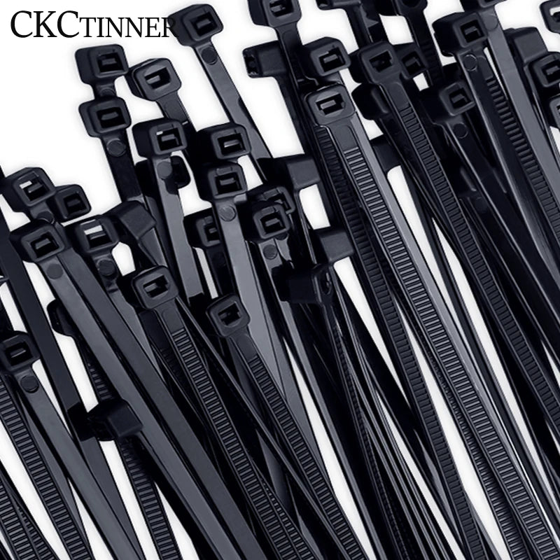 100PCS Nylon Cable Ties Self-Locking Black Zip Tie Organiser Nylon Cable Ties Axl