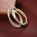 Huitan Two-Tone Oval Hoop Earrings for Women | Fashion Jewelry Hoop Earrings Axl Two Tone