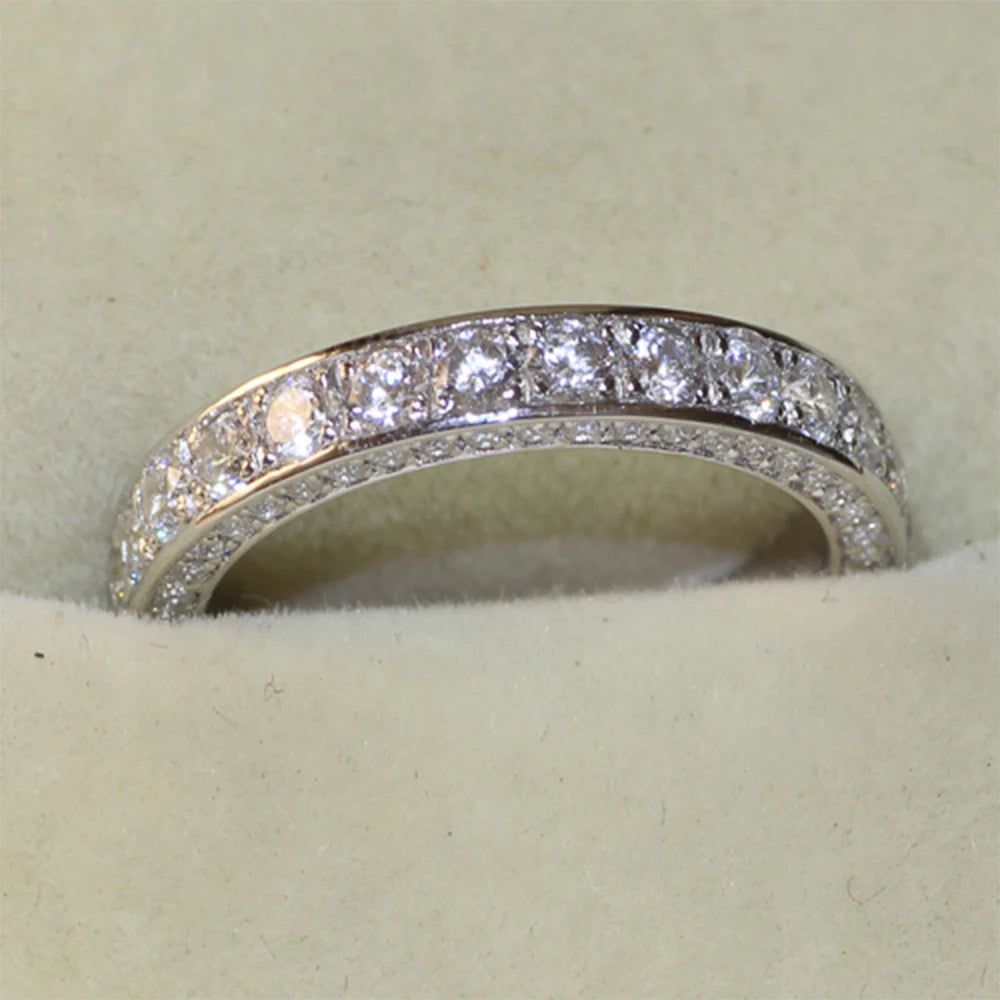 Huitan Women's Cubic Zirconia Wedding Ring – Classic CZ Band Fashion Ring Axl F327 11