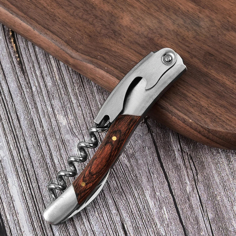 Folding Corkscrew Wine Opener – Rosewood & Stainless Steel Folding Wine Opener Axl