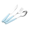 Kids Cartoon Ceramic Handle Cutlery Set – Knife Fork Spoon 3pc Kids Flatware Set Axl pure blue