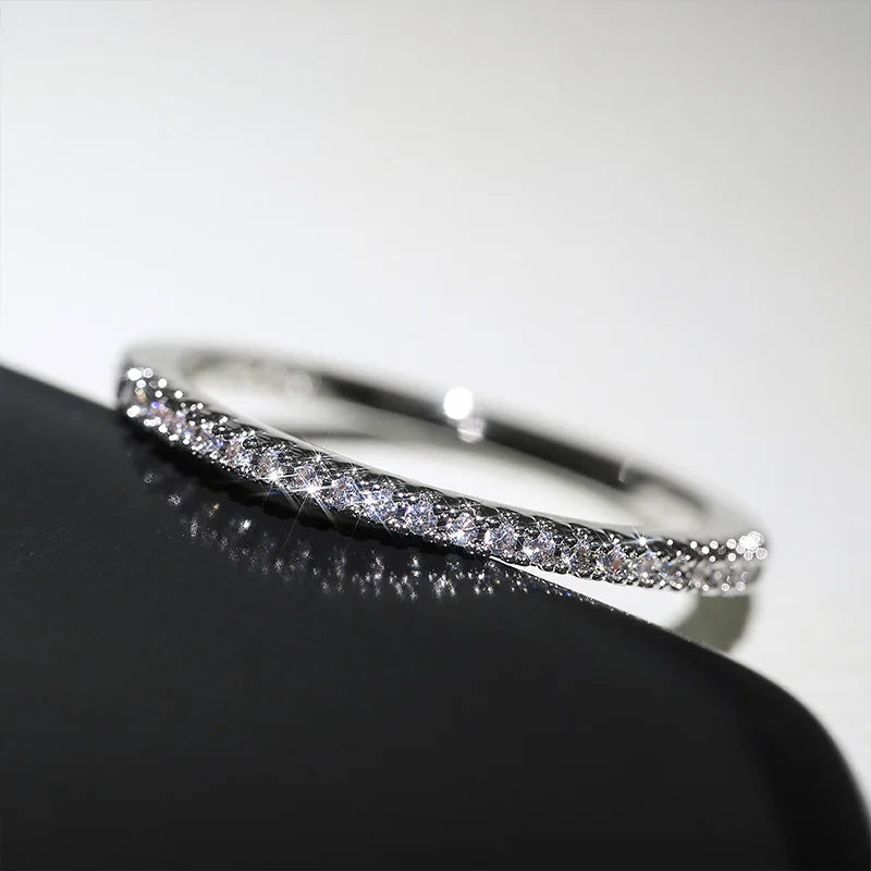 Huitan Women's CZ Band Ring – 3 Colors, Cubic Zirconia Fashion Ring Axl Silver Color 6