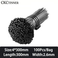 100PCS Nylon Cable Ties Self-Locking Black Zip Tie Organiser Nylon Cable Ties Axl 4x300mm