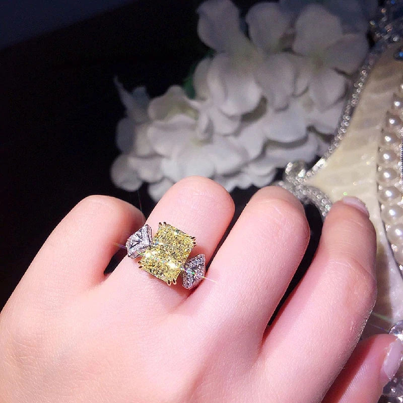 Huitan Yellow Cubic Zirconia Square Ring – Women's Fashion Jewelry Fashion Ring Axl