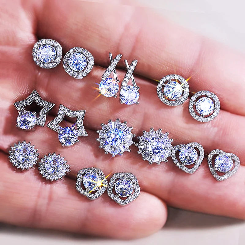 Huitan Cubic Zirconia Stud Earrings – Geometric Fashion Jewelry Stud Earrings Axl