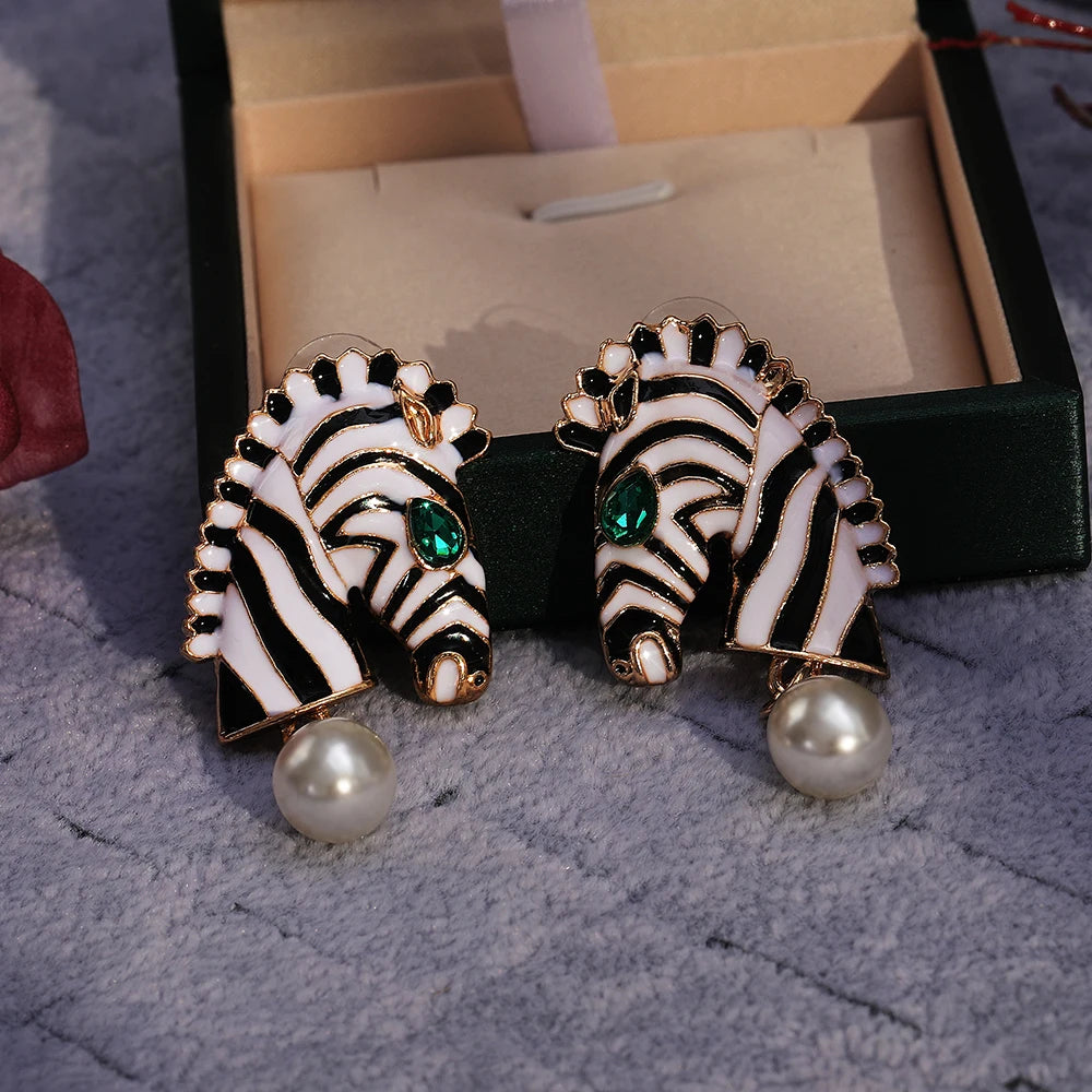Huitan Animal Dangle Earrings – Imitation Pearl Drop Drop Dangle Earrings Axl