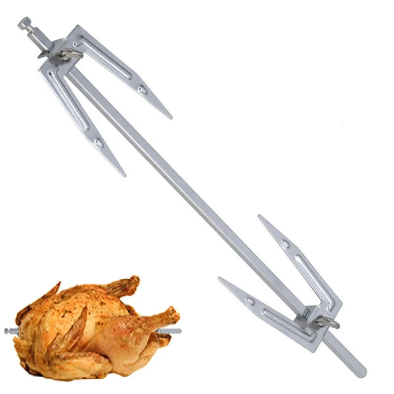 Rotisserie Chicken Skewer Rack – Steel BBQ & Oven Roasting Fork Rotisserie Roasting Rack Axl