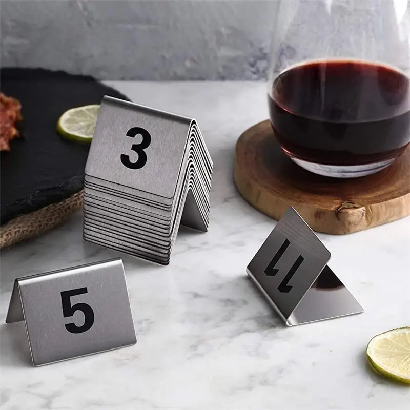 Stainless Steel Tent Table Numbers – Set of 25 or 50 Table Number Cards Axl