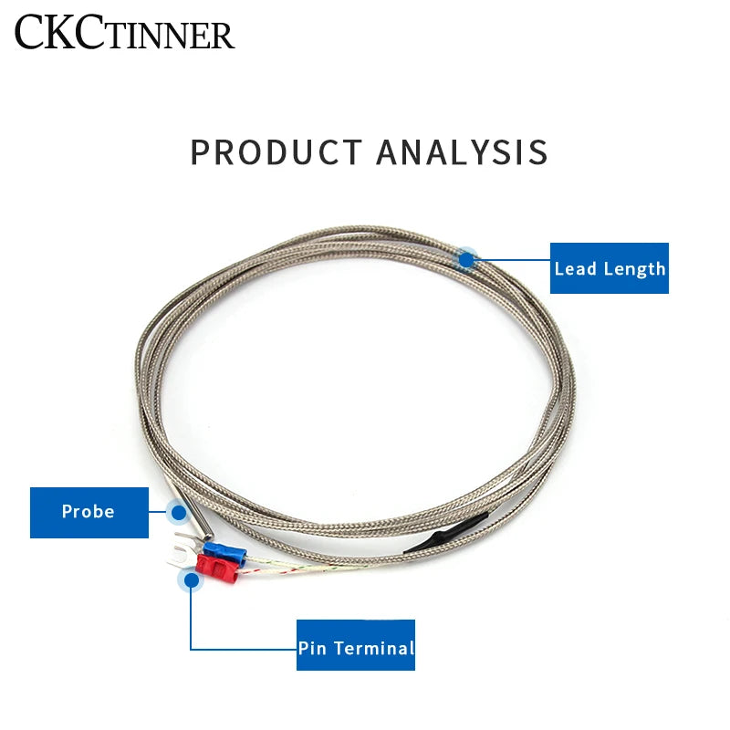 Type K Thermocouple Probe Sensor 4×30mm Shielded Wire 1–5M Temperature Sensor Probe Axl