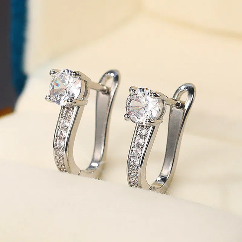 Huitan U Hoop Earrings – Cubic Zirconia Crystal for Women Hoop Earrings Axl