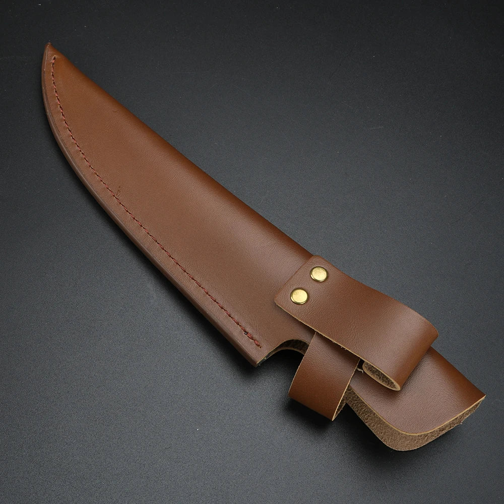 PU Leather Knife Sheath with Belt Buckle – Fixed Blade Scabbard Leather Knife Sheath Axl