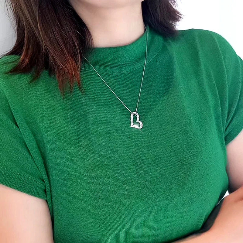 Huitan Heart CZ Pendant Necklace – Korean Fashion Women's Jewelry Pendant Necklace Axl