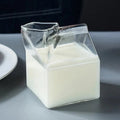 KEMORELA Milk Box Shape Glass Cup 250ml – Cute Drinkware Glass Drinkware Cup Axl Clear 250ml