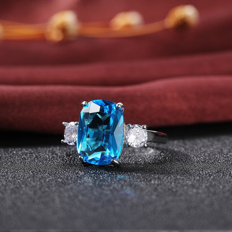 Huitan Sky Blue Cubic Zirconia Statement Ring | Party Jewelry Fashion Statement Ring Axl
