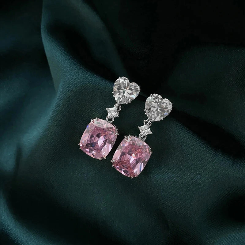 Huitan Heart Dangle Earrings – CZ Drop Earrings for Women Drop Dangle Earrings Axl E974