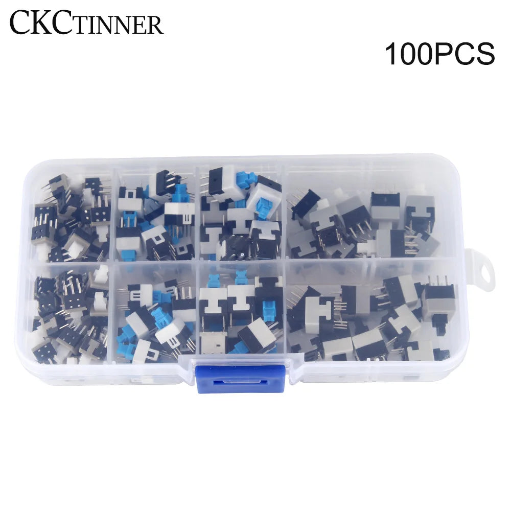 100PCS Tactile Micro Switch Kit – 6-Pin Self-Locking Button Switches Micro Switch Kit Axl 100PCS