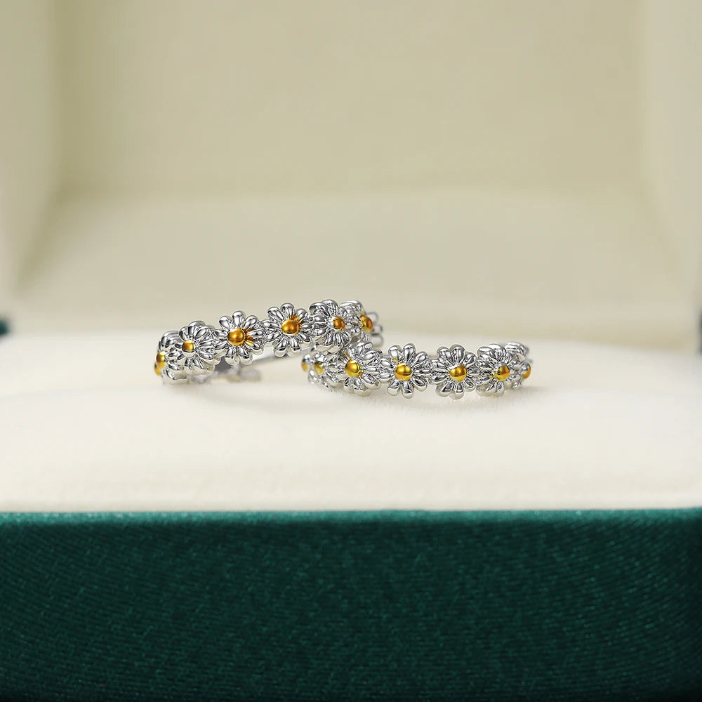 Huitan Daisy Hoop Earrings – Bridal & Everyday Jewelry Hoop Earrings Axl