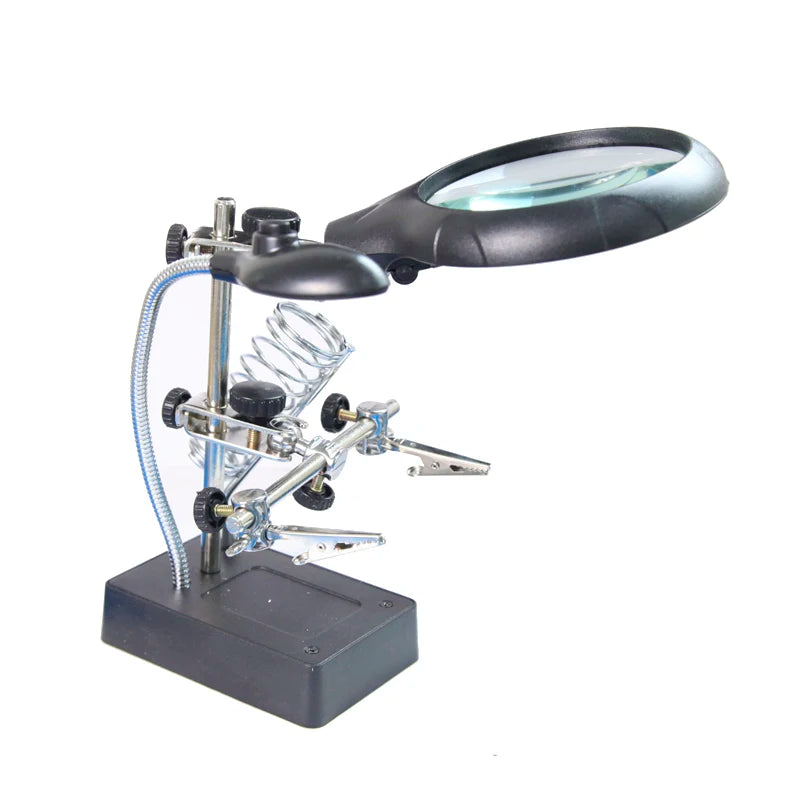 LED Desktop Magnifier with Light – 3 Lens 2.5x–10x Stand Desktop LED Magnifier Axl 2.5X 7.5X 10X