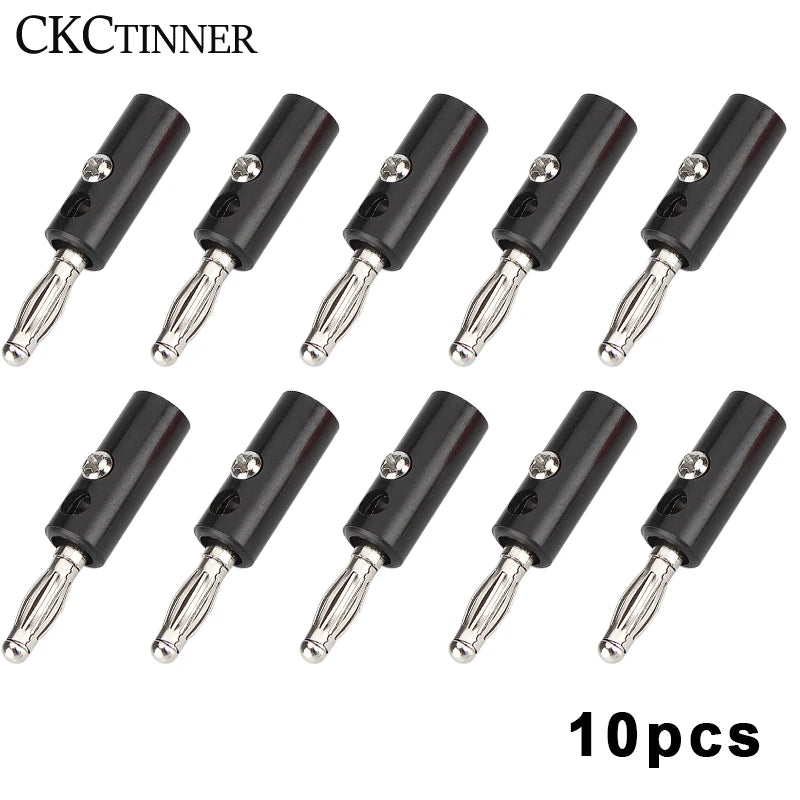 10-Pack 4mm Banana Plugs – Black & Red Speaker Connectors Speaker Wire Connectors Axl BLACK 10PCS