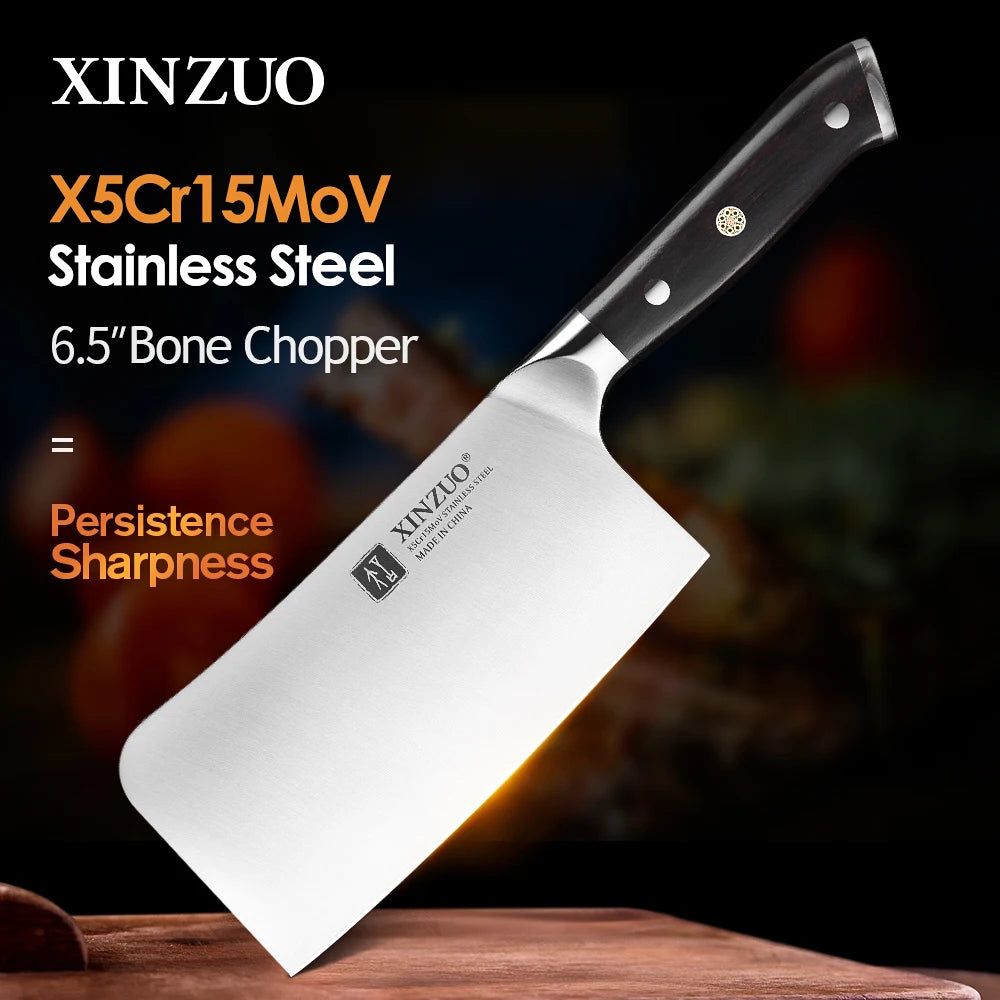 XINZUO 6.5" Bone Chopper Knife – X5Cr15Mov & Ebony Handle Bone Chopper Knife Axl Default Title