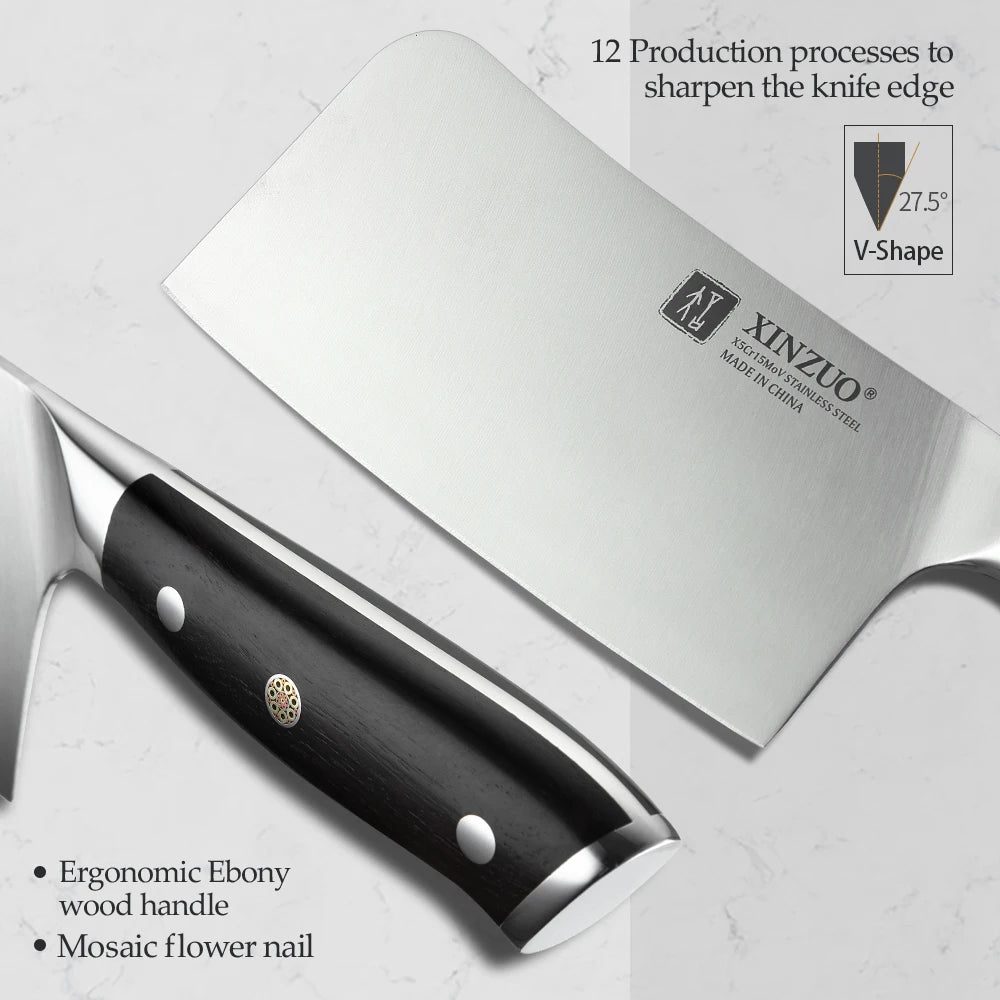 XINZUO 6.5" Bone Chopper Knife – X5Cr15Mov & Ebony Handle Bone Chopper Knife Axl