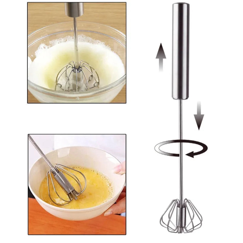 Semi-Automatic Stainless Steel Egg Beater & Hand Whisk Kitchen Hand Whisk Axl