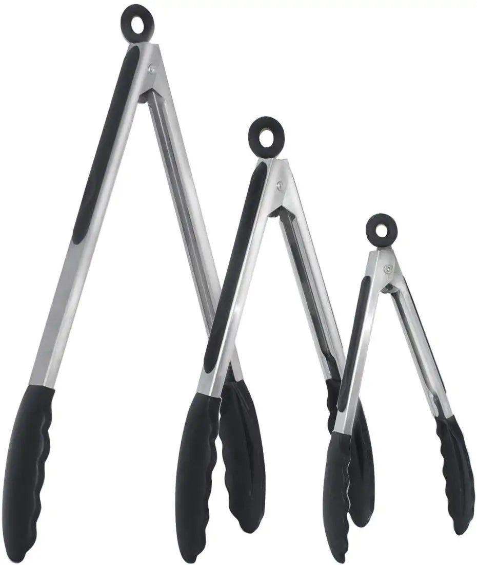 Silicone Kitchen Tongs Set – 7, 9 & 12 Inch BBQ Cooking Tongs Kitchen Cooking Tongs Axl