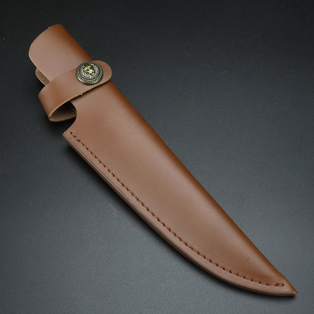 PU Leather Knife Sheath with Belt Buckle – Fixed Blade Scabbard Leather Knife Sheath Axl