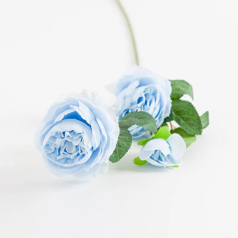 Long Stem Silk Artificial Rose Bouquet – 5 or 10 Pcs Artificial Flower Bouquet Axl Blue 10pcs