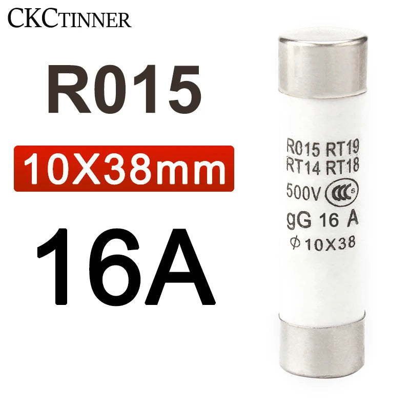 10Pcs Ceramic Fast-Blow Fuse 10x38mm 500V RO15 RT14 RT18 Ceramic Fuse Axl 16A 10PCS