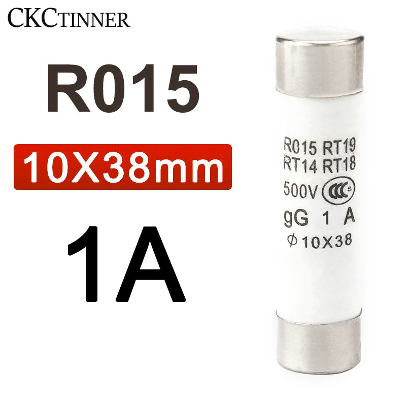10Pcs Ceramic Fast-Blow Fuse 10x38mm 500V RO15 RT14 RT18 Ceramic Fuse Axl 1A 10PCS