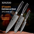 XINZUO 3-Piece Damascus Steel Knife Set – Chef, Santoku & Utility Damascus Knife Set Axl China Mainland