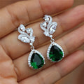 Huitan Green Teardrop CZ Drop Earrings | Women's Fashion Jewelry Drop Earrings Axl E1154