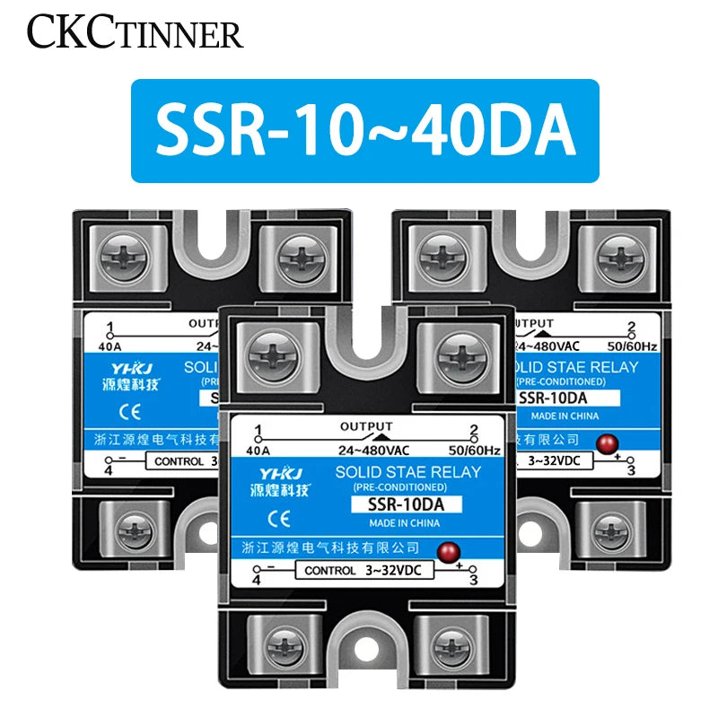 SSR Solid State Relay 10A 25A 40A DC-AC with Heat Sink & Cover Solid State Relay Axl