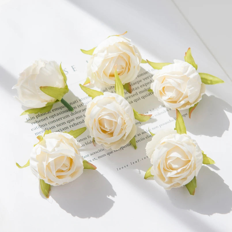 Silk Rose Tea Bud Artificial Flowers – 30 or 100 Pack Artificial Silk Flowers Axl milk white 100 Pieces