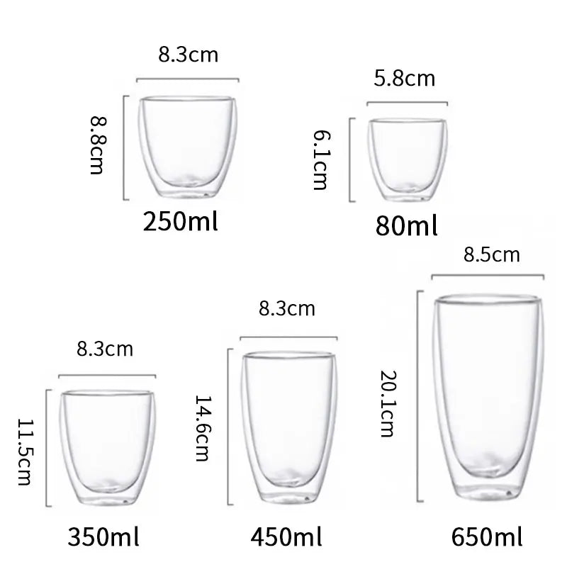KEMORELA Double Wall Glass Cup – Heat-Resistant Borosilicate Double Wall Glass Cup Axl