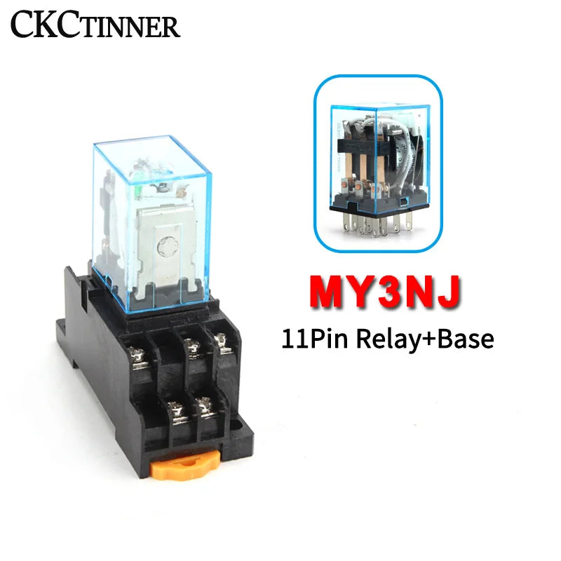 HH53P MY3NJ Plug-In Relay + PYF11A 11-Pin Socket | 5A CE Electromagnetic Relay Axl AC 24V