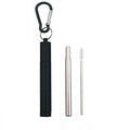 Collapsible Stainless Steel Travel Straw Set – Case & Brush Reusable Drinking Straw Axl Black Set