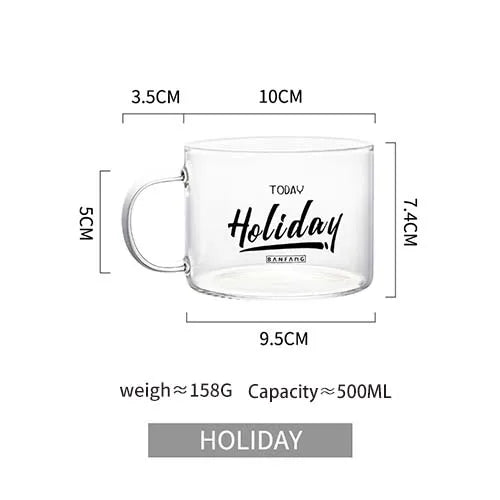 KEMORELA 500ml Creative Letter Glass Mug with Handle Glass Mug Axl 01-H 401-500ml