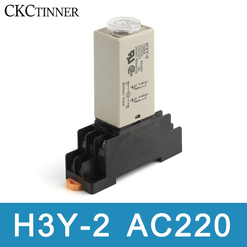 H3Y-2 AC220V Time Delay Relay Timer with 8-Pin Base Socket Time Delay Relay Axl