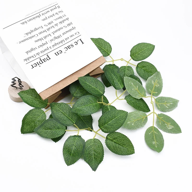 Silk Rose Leaves 20/50 Pcs – Wedding & DIY Floral Decor Artificial Silk Leaves Axl