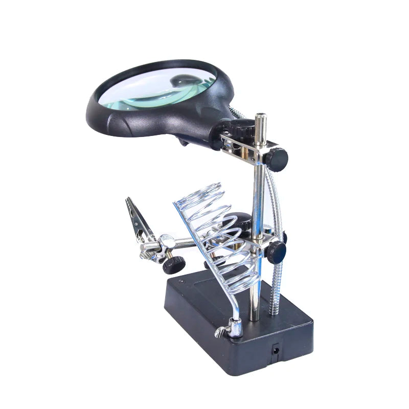 LED Desktop Magnifier with Light – 3 Lens 2.5x–10x Stand Desktop LED Magnifier Axl