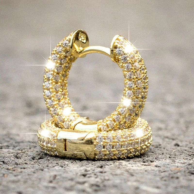 Huitan Cubic Zirconia Hoop Earrings | Bridal & Daily Wear Hoop Earrings Axl Gold-color WHITE