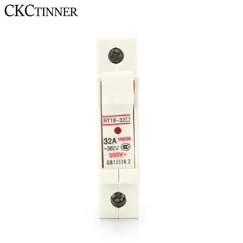 DIN Rail Fuse Holder 1P–4P RT18-32X 500V 10x38mm with Fuse DIN Rail Fuse Holder Axl 1P 10A