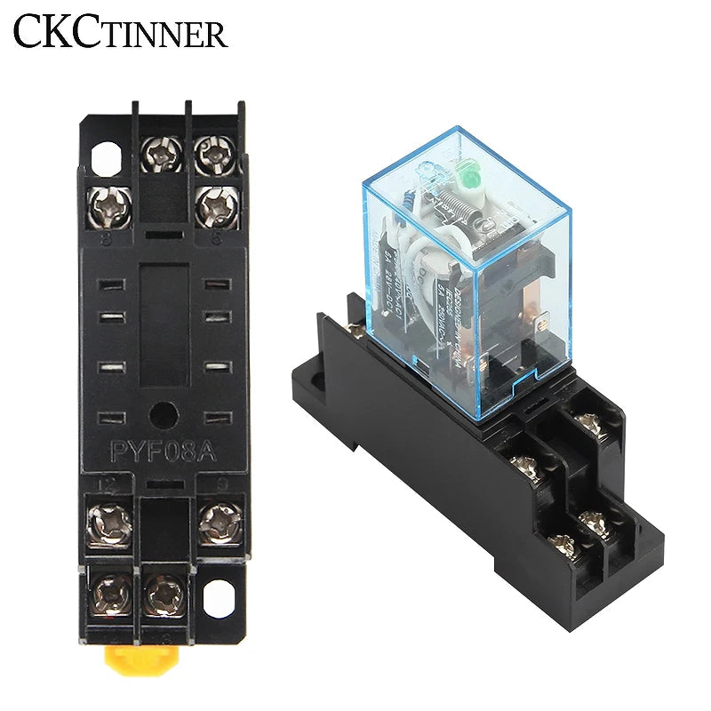MY2NJ HH52P DPDT 8-Pin Electromagnetic Relay with Socket Base Electromagnetic Relay Axl